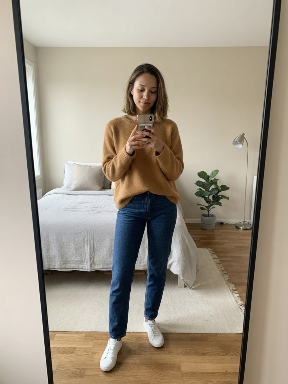 American Vintage Scoop Crew Sweater - Camel Brown